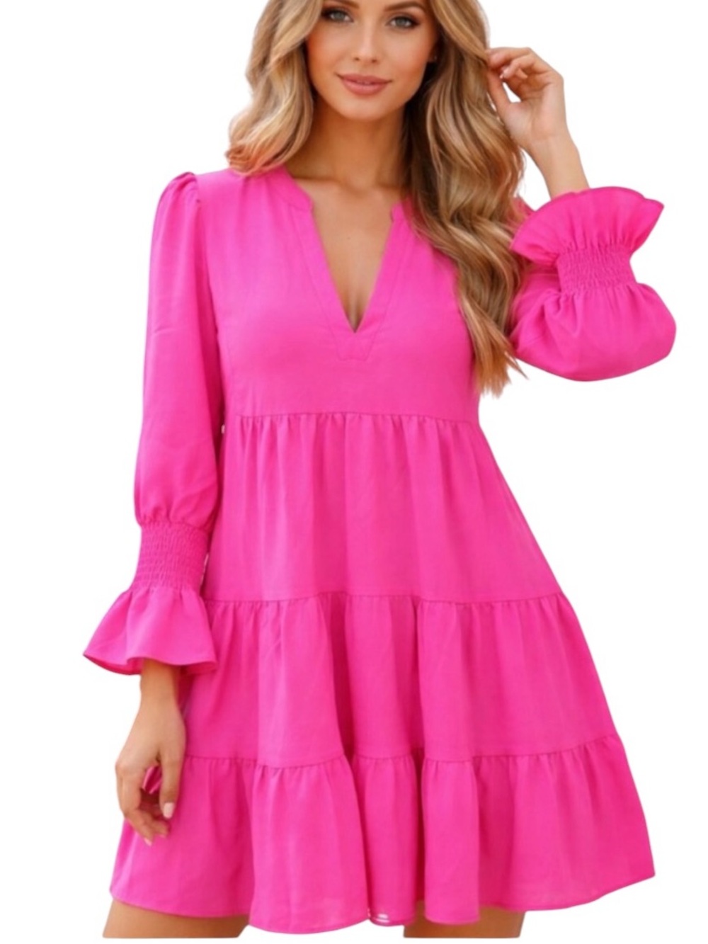 Tuckernuck Pomander Place Kenzo Hot Pink Tiered Mini Dress - XXS